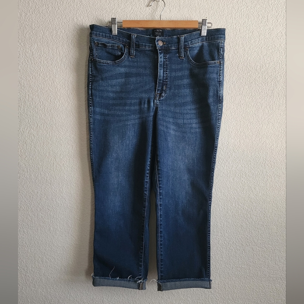 J. Crew Women's 31 High-Rise Vintage Straight Raw Hem Dark Wash Denim Jeans